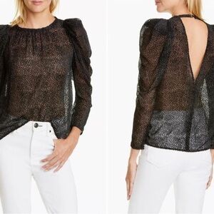 ba&sh Black Sheer Blouse with Open Back